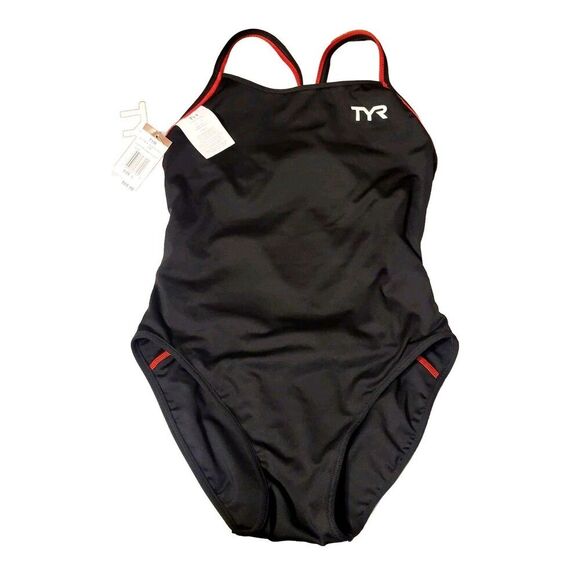 TYR Women's Competitor Reversible DiamondFit 1pc Swimsuit DCFS6A Black Red, Sz L - Picture 3 of 6